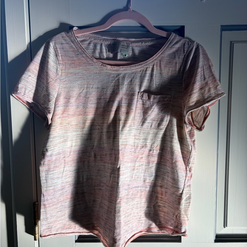 Casual Pink Heathered Short Sleeve Tee